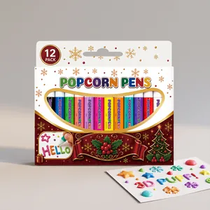 12er Pack 3D Popcorn Stifte Magische Puffy Paint Stifte Weihnachten DIY Dekor Zeichenstifte Set Für Kinder Kunstprojekte