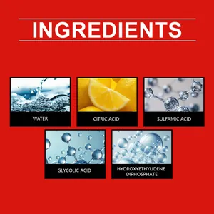 Detailed view of rust remover ingredients including citric acid and glycolic acid