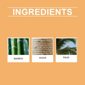 Detail of natural vegetable brush materials including bamboo, agave and palm fibers.