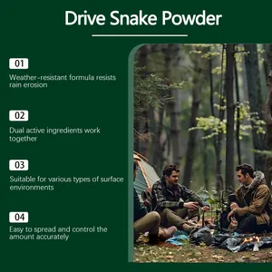 Gedetailleerde kenmerken van slangenafweermiddel met een kampeerscène in het bos