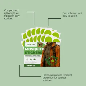 Detail van Laniska muggenwerende stickers met 78 stuks voor gebruik buitenshuis.