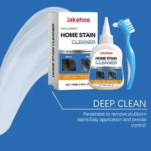 Vista detallada del gel limpiador Jakehoe, caja de embalaje y cepillo de limpieza