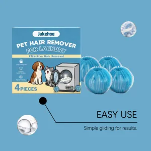Jakehoe blue pet hair remover laundry balls 4-pack for efficient washing machine use
