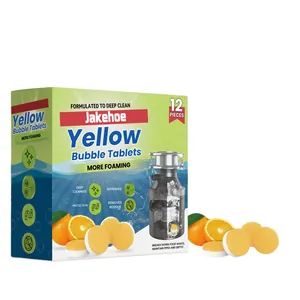 Jakehoe Yellow Bubble Tablets drain cleaner, 12 pieces box with orange scent tablets