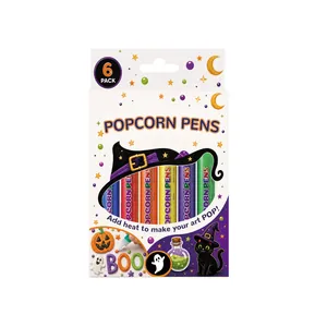 6-pack of magical Halloween popcorn pens for 3D DIY puffy art and creative painting