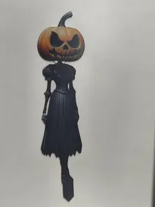 Decoración de Halloween de acrílico, figura de calabaza con vestido victoriano