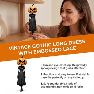 Figura de calabaza gótica vintage con vestido de encaje para decoración de Halloween