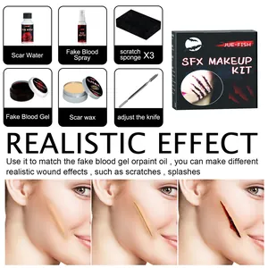 Kit trucco Halloween SFX completo con sangue finto e cera per cicatrici per ferite realistiche