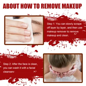 Guida passo passo su come rimuovere il trucco per Halloween, la cera e il sangue finto.