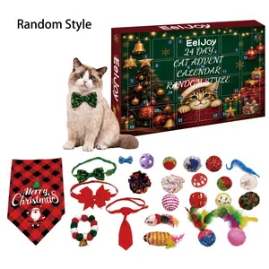 Calendario de Adviento EelJoy para gatos de 24 días con juguetes y accesorios de Navidad