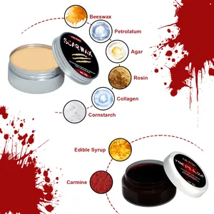 Ingredienti per il trucco di effetti speciali Halloween cera e sangue finto
