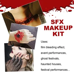 Dettaglio kit trucco SFX Halloween con cicatrici realistiche ed effetti sangue