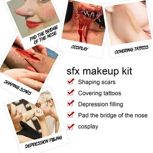 Kit trucco SFX Halloween per modellare cicatrici coprire tatuaggi e per cosplay.