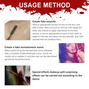 Istruzioni d'uso dettagliate per kit sangue finto e cera per Halloween