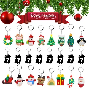 Calendario de Adviento de Navidad set caja ciega con 24 llaveros festivos de PVC