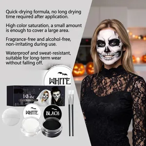 Kit de peinture visage et corps noir et blanc Halloween avec effets et avantages
