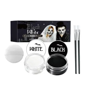 Kit professionnel de maquillage noir et blanc pour visage et corps avec pinceaux