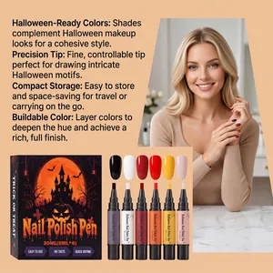 Set de bolígrafos de esmalte de uñas Halloween 6 colores y punta de precisión