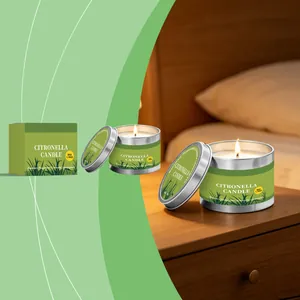 Vela Perfumada de Citronela Cera de Mezcla de Soja Aceite Esencial Natural Menta Romero Hierba Limón Fragancia Para Jardín Exterior Camping