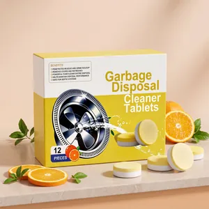Pack of 12 garbage disposal cleaner tablets for kitchen sink deodorizing and deep cleaning.