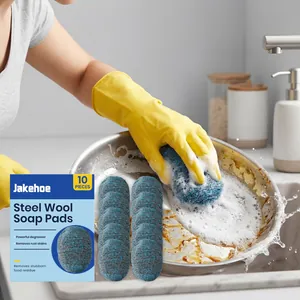Almohadillas De Lana De Acero Con Jabón Para Desengrasado De Cocina Eliminación De Óxido Estropajos Limpiador Para Ollas Sartenes