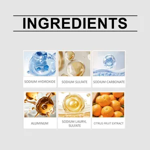 Key ingredients list for household garbage disposal cleaning tablets including citrus extract