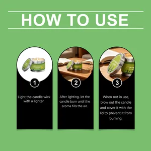 Guía de instrucciones que muestra cómo usar la vela de citronela en lata de metal.