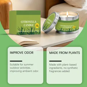 Vista detallada de vela aromática de citronela natural con beneficios de ingredientes vegetales