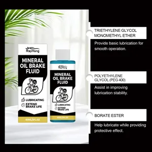 RayHong mineral oil brake fluid detail showing ingredients like PEG 400 and borate ester