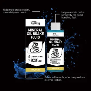 Detail view of 60ml RayHong mineral oil brake fluid for bicycle hydraulic maintenance
