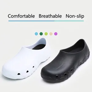 Detailed view of professional black and white slip-resistant chef shoes with ventilation