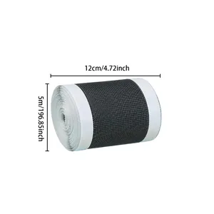 Large 12cm x 5m self-adhesive window screen repair tape with durable mesh texture detail