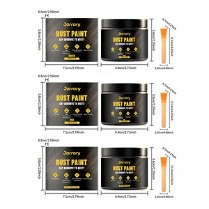 Detailed size specifications for Jarrary multi-color rust paint renovation kit with brush