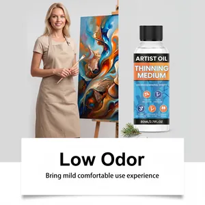 Professional odorless mineral spirits for oil painting in an artist studio setting
