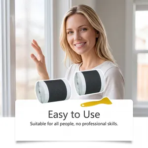 Self-adhesive screen repair tape rolls with yellow applicator tool for window mesh holes
