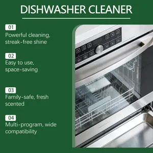 Effective dishwasher cleaner features showing powerful cleaning and fresh scent in kitchen