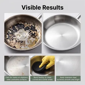 High-density black cleaning sponge for stainless steel pan cleaning and stain removal