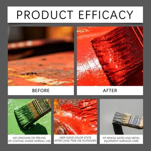 Before and after effectiveness display of colorful anti-rust paint for metal renovation