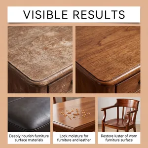 Detail showing furniture wood restoration and leather nourishment results