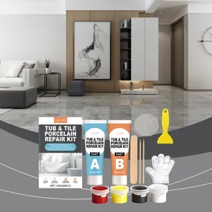 Comprehensive tub and tile porcelain repair kit shown with all included tools and accessories.