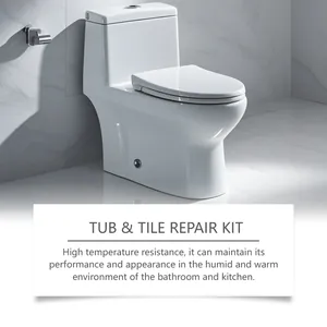 Tub and tile repair kit for white ceramic surfaces in a bright modern bathroom setting