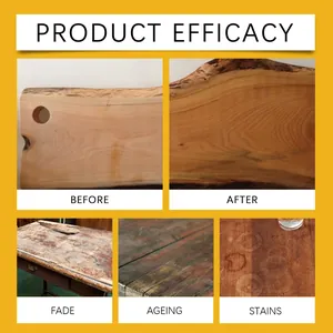 Before and after comparison of beeswax polish efficacy on aged and stained wood furniture