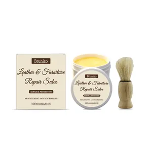 Bálsamo Reparador de Cuero y Muebles Brunizo Crema Nutritiva con Cepillo para Sofá de Cuero Zapatos Bolsos Pulido