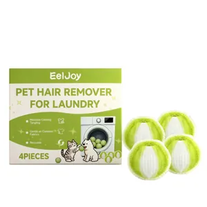 EelJoy reusable pet hair remover balls for laundry, 4-piece set in vibrant green