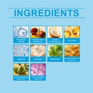 Lijst met natuurlijke ingrediënten voor reinigingszeep voor make-upborstels en sponsjes
