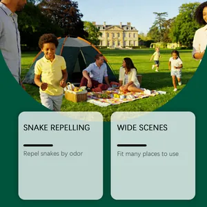 Happy family camping outdoors in a park with effective snake repellent features shown