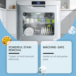 Dettaglio pastiglie detergenti per lavastoviglie per una rimozione efficace di calcare