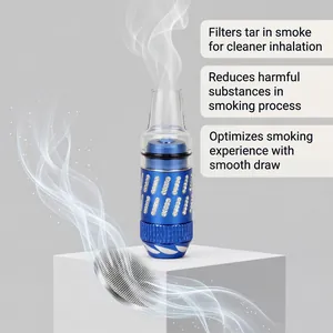 Detailed macro view of blue rhinestone cigarette holder highlighting smoke filters.