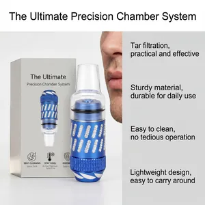 Portable blue rhinestone cigarette holder and precision chamber system for effective tar filtration