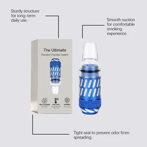 Detailed view of portable smoking pipe with blue diamond design and its packaging box.